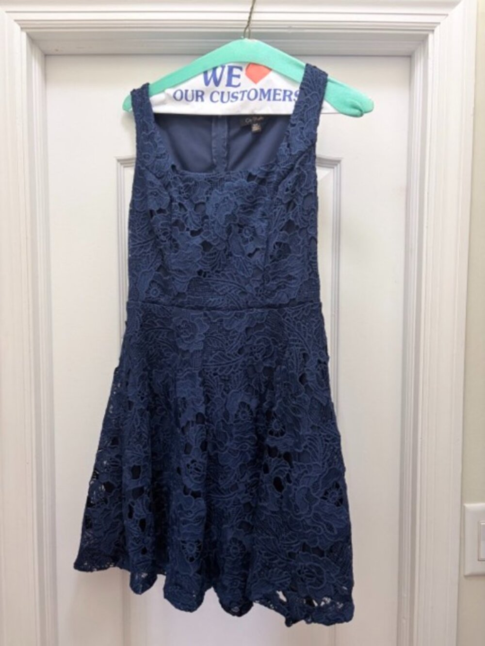 City Studios Juniors' Lace Square-Neck Skater Dress